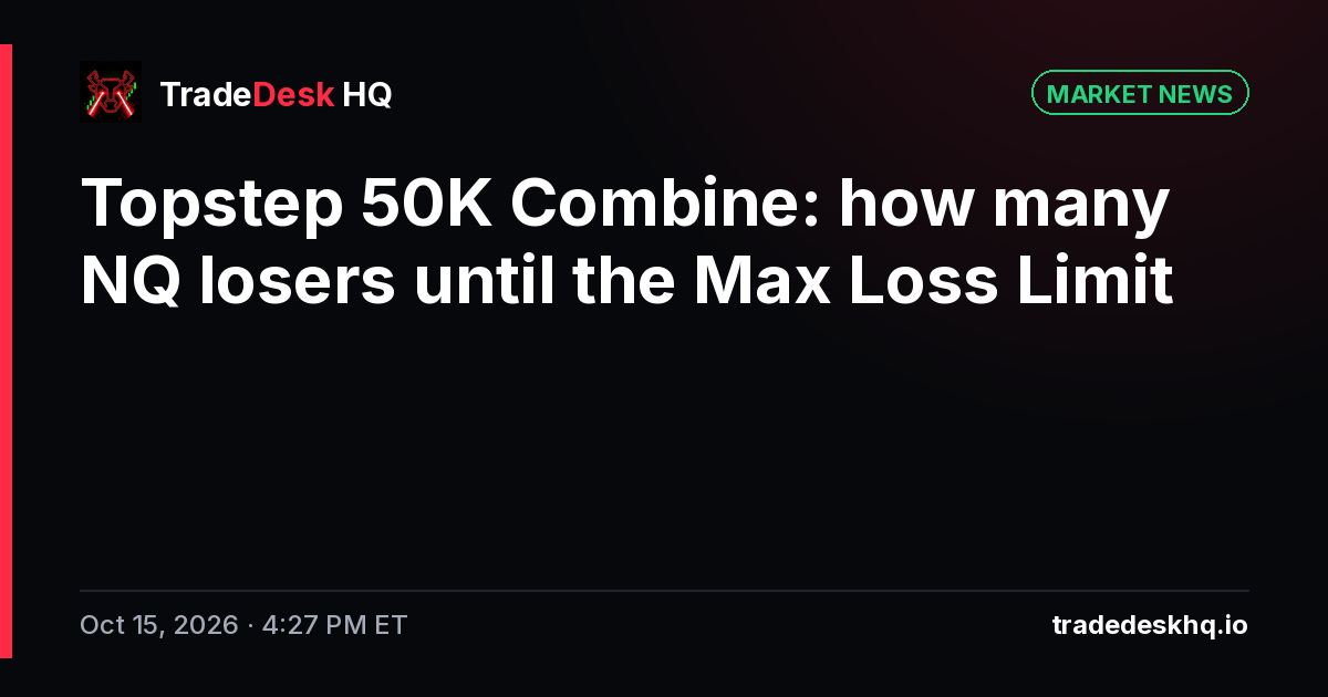 Card: Topstep 50K Combine: how many NQ losers until the Max Loss Limit